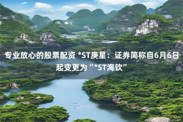 专业放心的股票配资 *ST庚星：证券简称自6月6日起变更为“*ST海钦”