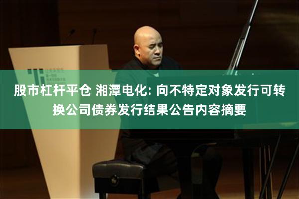 股市杠杆平仓 湘潭电化: 向不特定对象发行可转换公司债券发行结果公告内容摘要